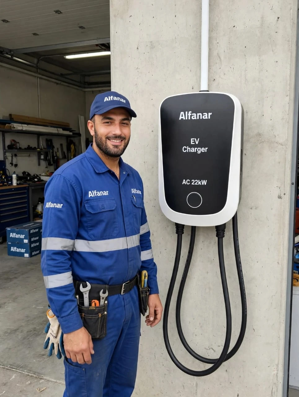 أحسن فني تركيب شواحن سيارات كهربائية في جدة شاحن الفنار Alfanar 22kW الفني أبو أمير 0562737836